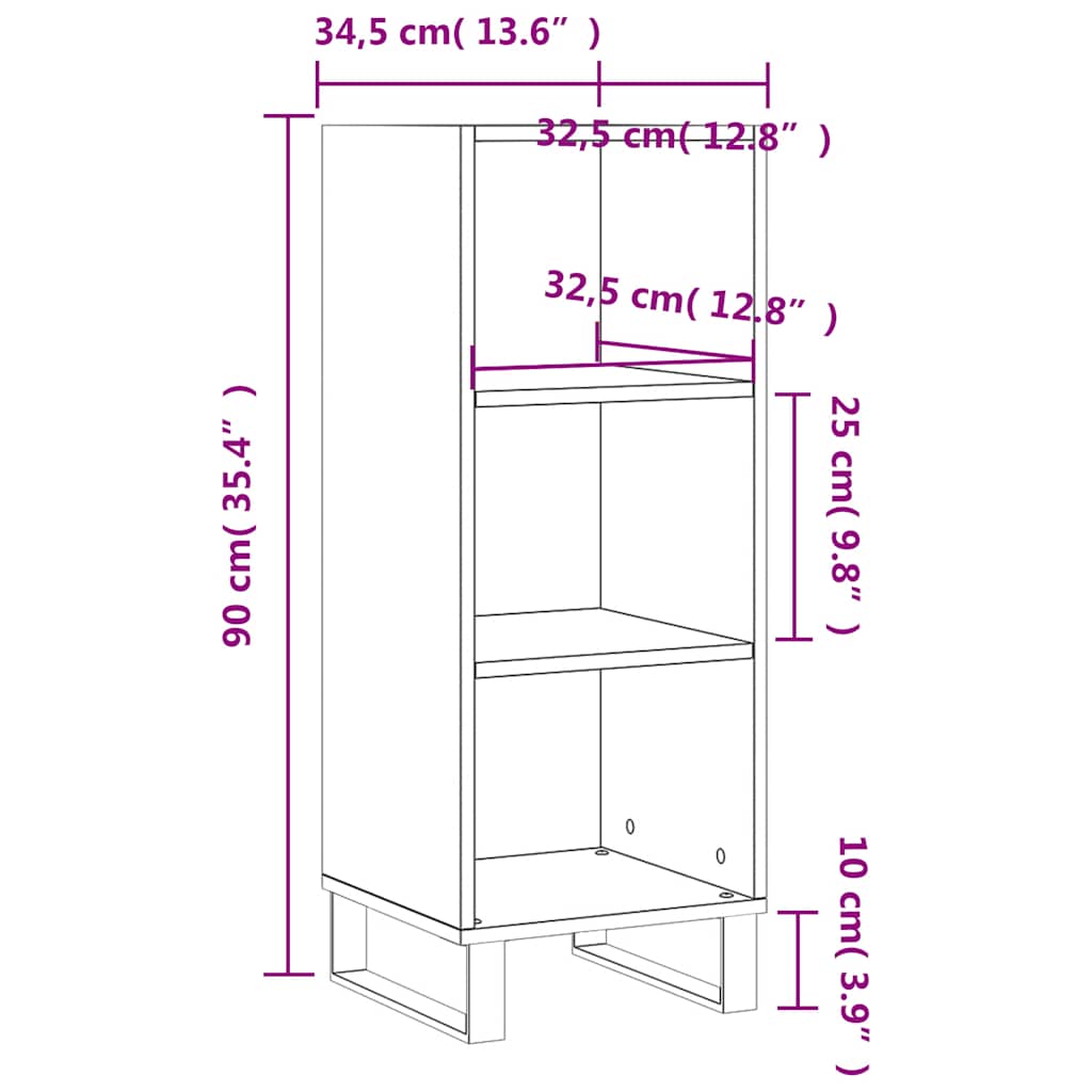 Buffet sonoma gris 34,5x32,5x90 cm bois d'ingénierie - XIOS