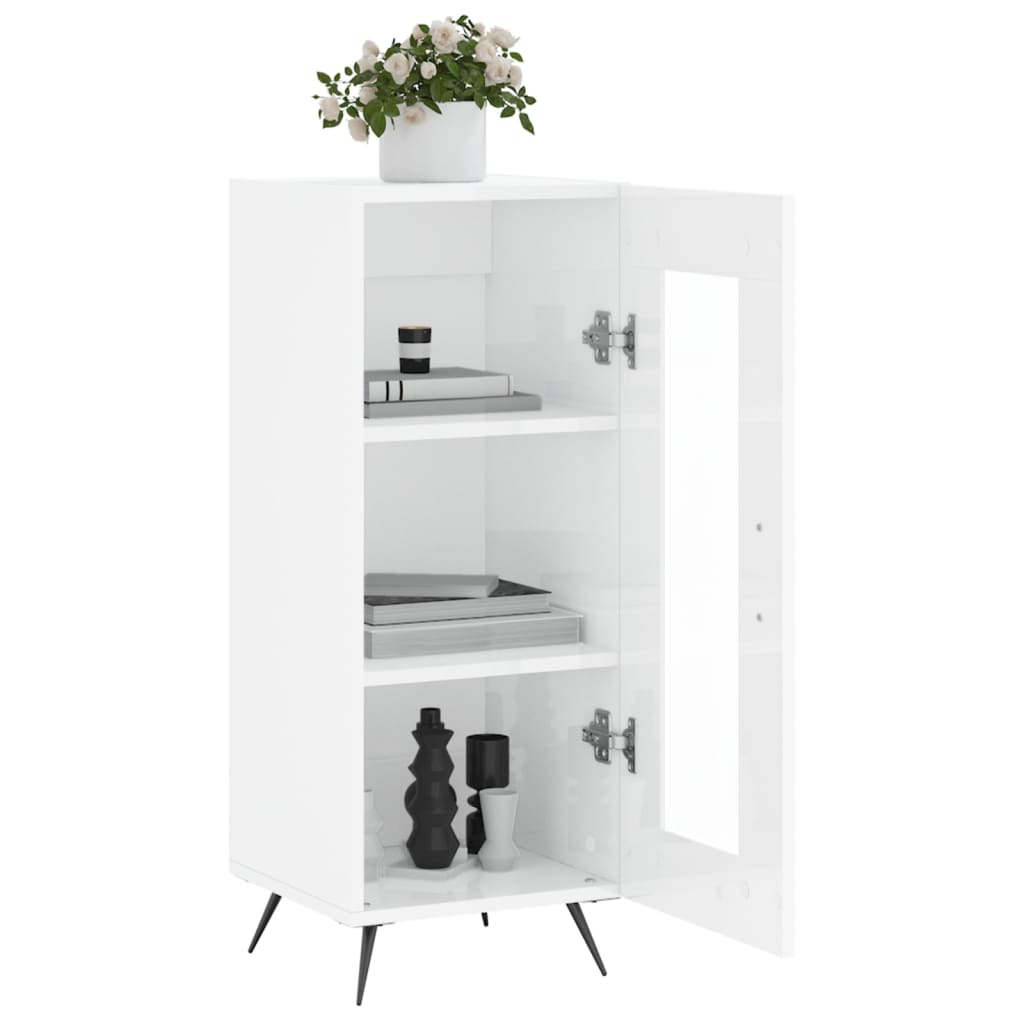 Buffet Blanc brillant 34,5x34x90 cm Bois d'ingénierie - XIOS