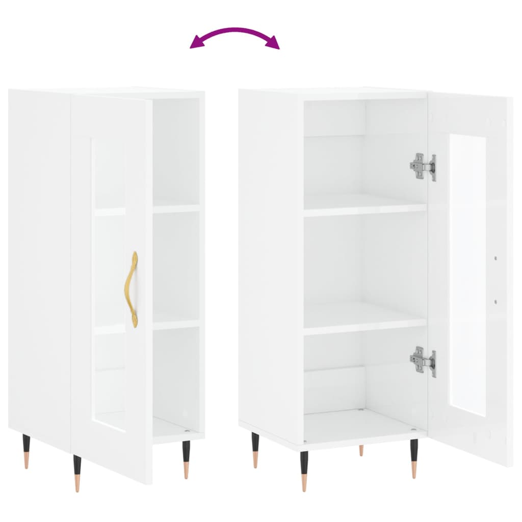 Buffet Blanc brillant 34,5x34x90 cm Bois d'ingénierie - XIOS