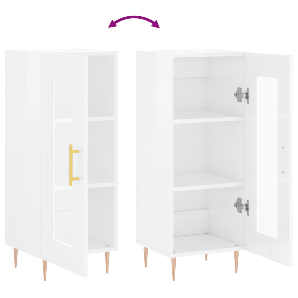 Buffet Blanc brillant 34,5x34x90 cm Bois d'ingénierie - XIOS