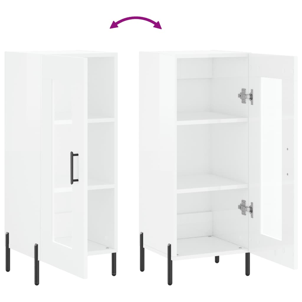 Buffet Blanc brillant 34,5x34x90 cm Bois d'ingénierie - XIOS