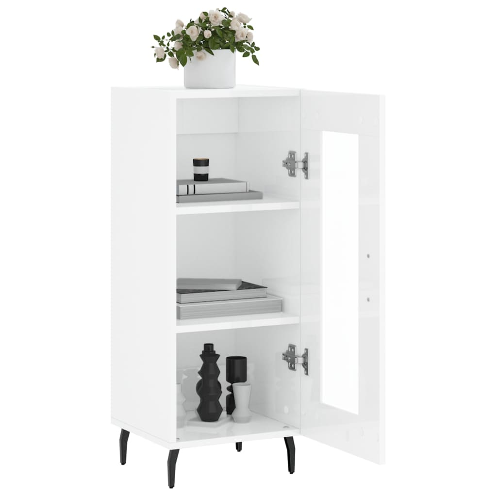 Buffet Blanc brillant 34,5x34x90 cm Bois d'ingénierie - XIOS