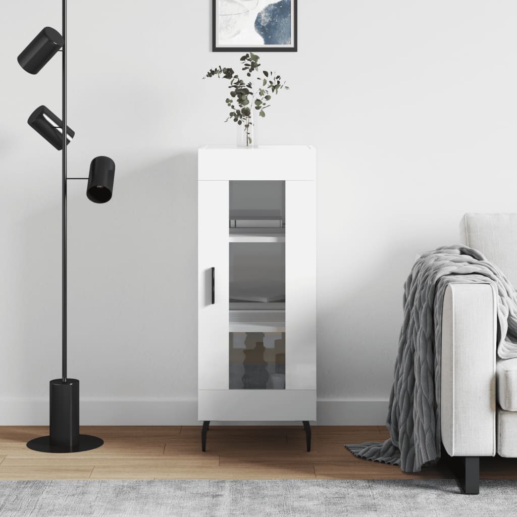 Buffet Blanc brillant 34,5x34x90 cm Bois d'ingénierie - XIOS