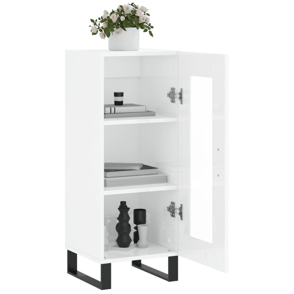 Buffet Blanc brillant 34,5x34x90 cm Bois d'ingénierie - XIOS