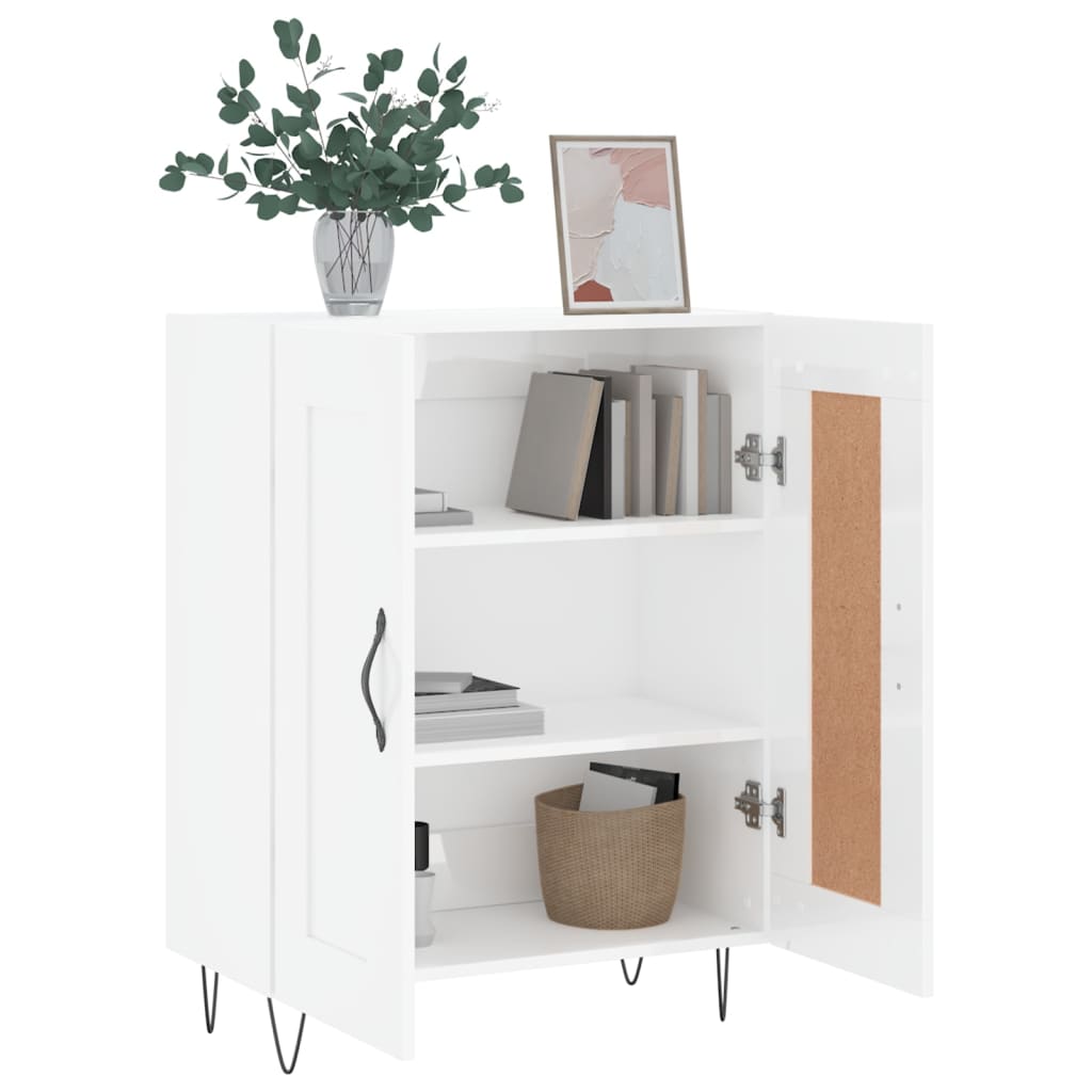 Buffet Blanc brillant 69,5x34x90 cm Bois d'ingénierie - XIOS