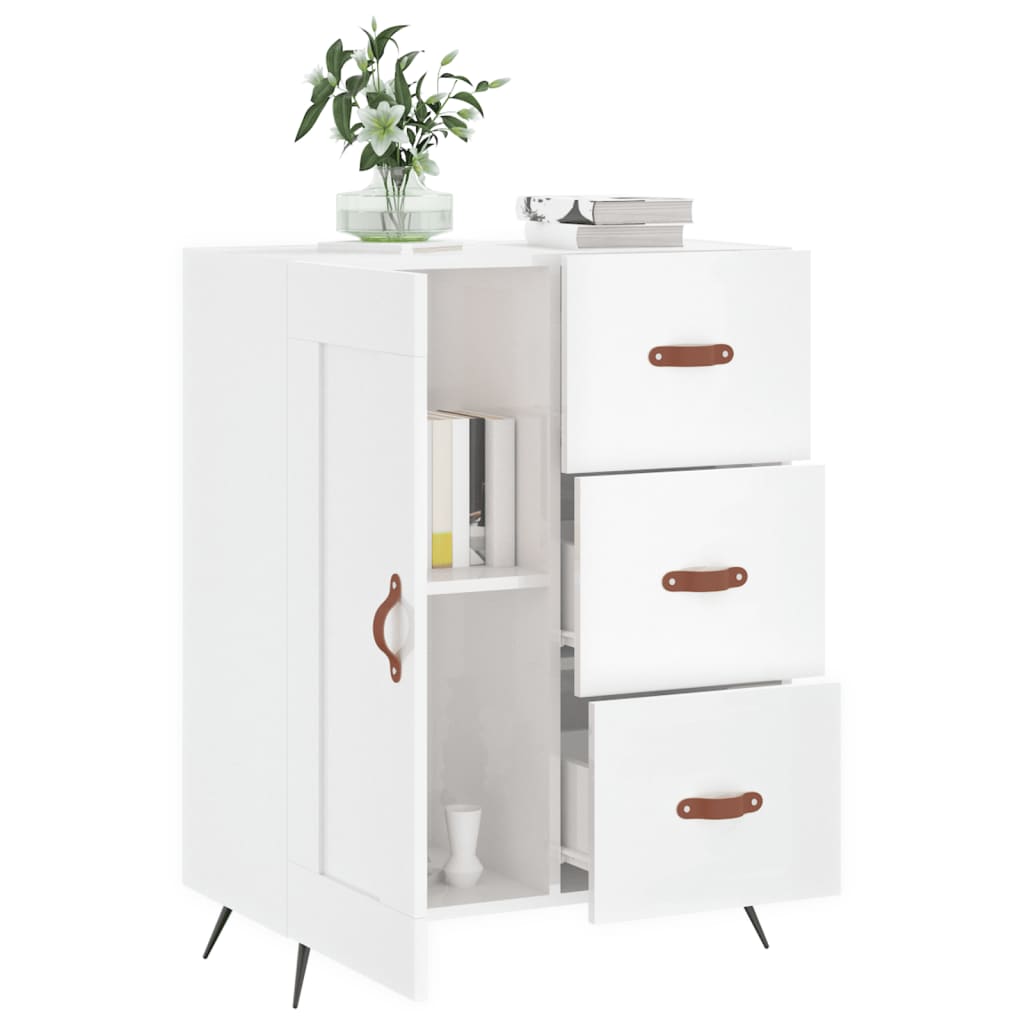 Buffet Blanc brillant 69,5x34x90 cm Bois d'ingénierie - XIOS