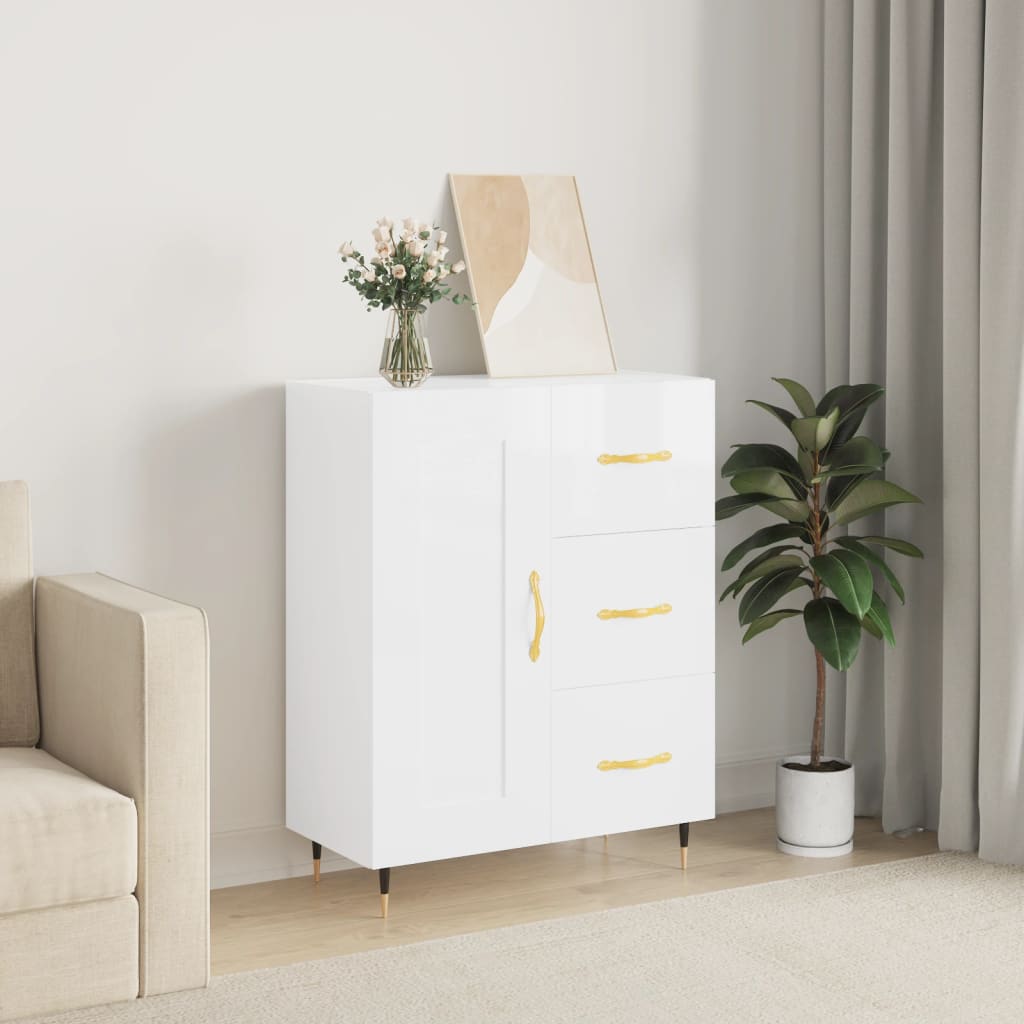 Buffet Blanc brillant 69,5x34x90 cm Bois d'ingénierie Buffets & bahuts vidaXL