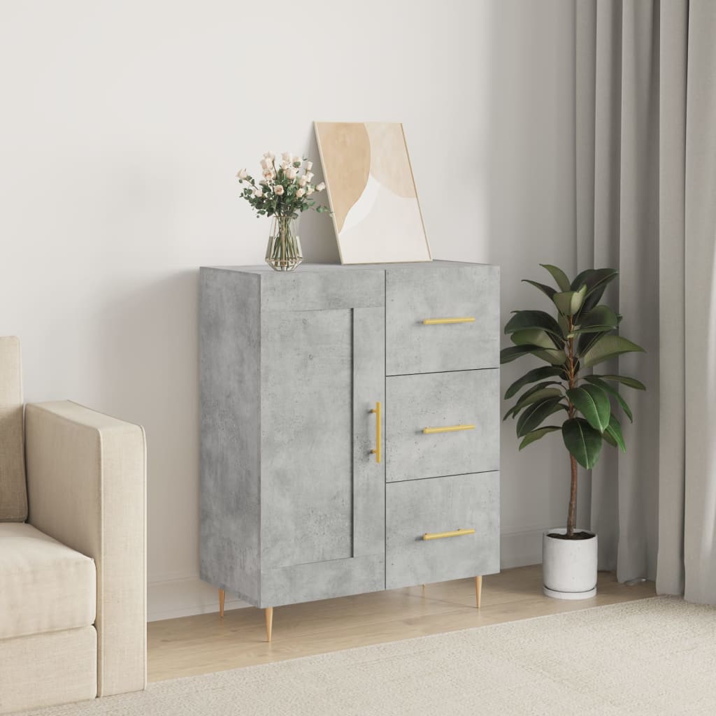 Buffet gris béton 69,5x34x90 cm bois d'ingénierie - XIOS