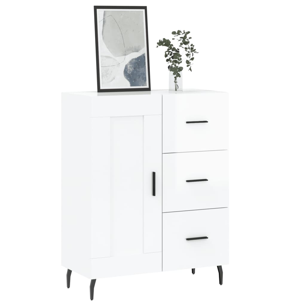 Buffet Blanc brillant 69,5x34x90 cm Bois d'ingénierie - XIOS