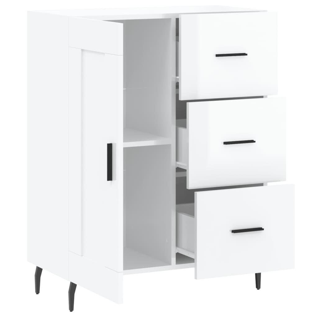 Buffet Blanc brillant 69,5x34x90 cm Bois d'ingénierie - XIOS