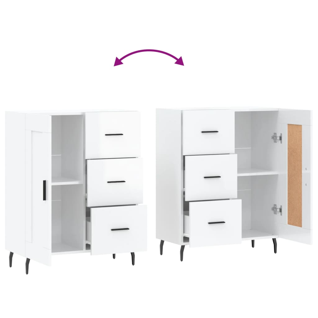 Buffet Blanc brillant 69,5x34x90 cm Bois d'ingénierie - XIOS