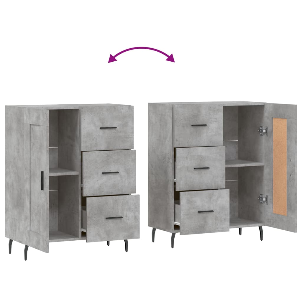 Buffet gris béton 69,5x34x90 cm bois d'ingénierie - XIOS