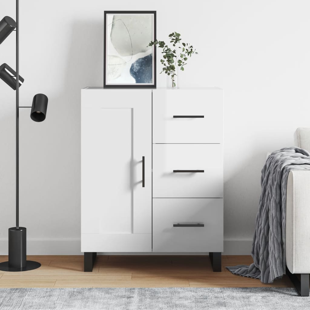 Buffet Blanc brillant 69,5x34x90 cm Bois d'ingénierie - XIOS