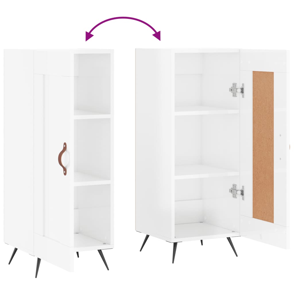 Buffet Blanc brillant 34,5x34x90 cm Bois d'ingénierie - XIOS