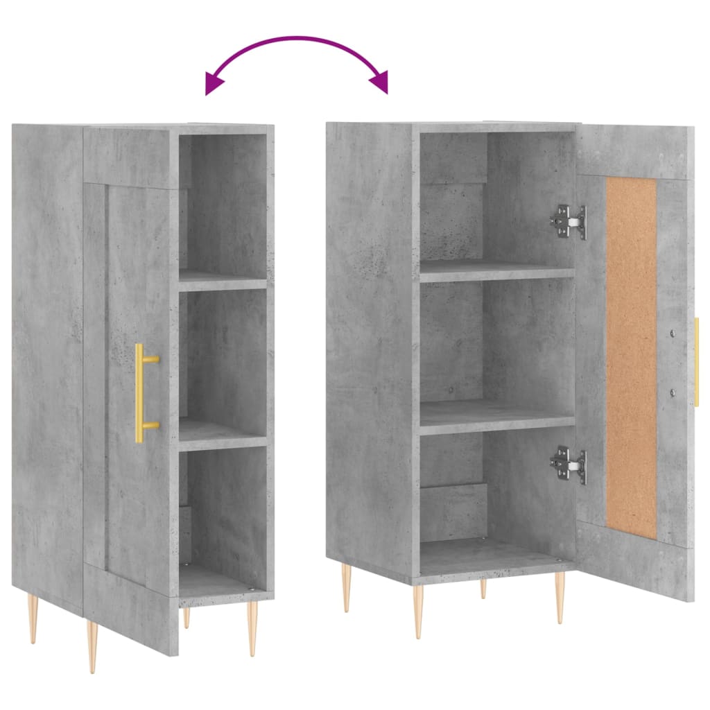 Buffet Gris béton 34,5x34x90 cm Bois d'ingénierie - XIOS