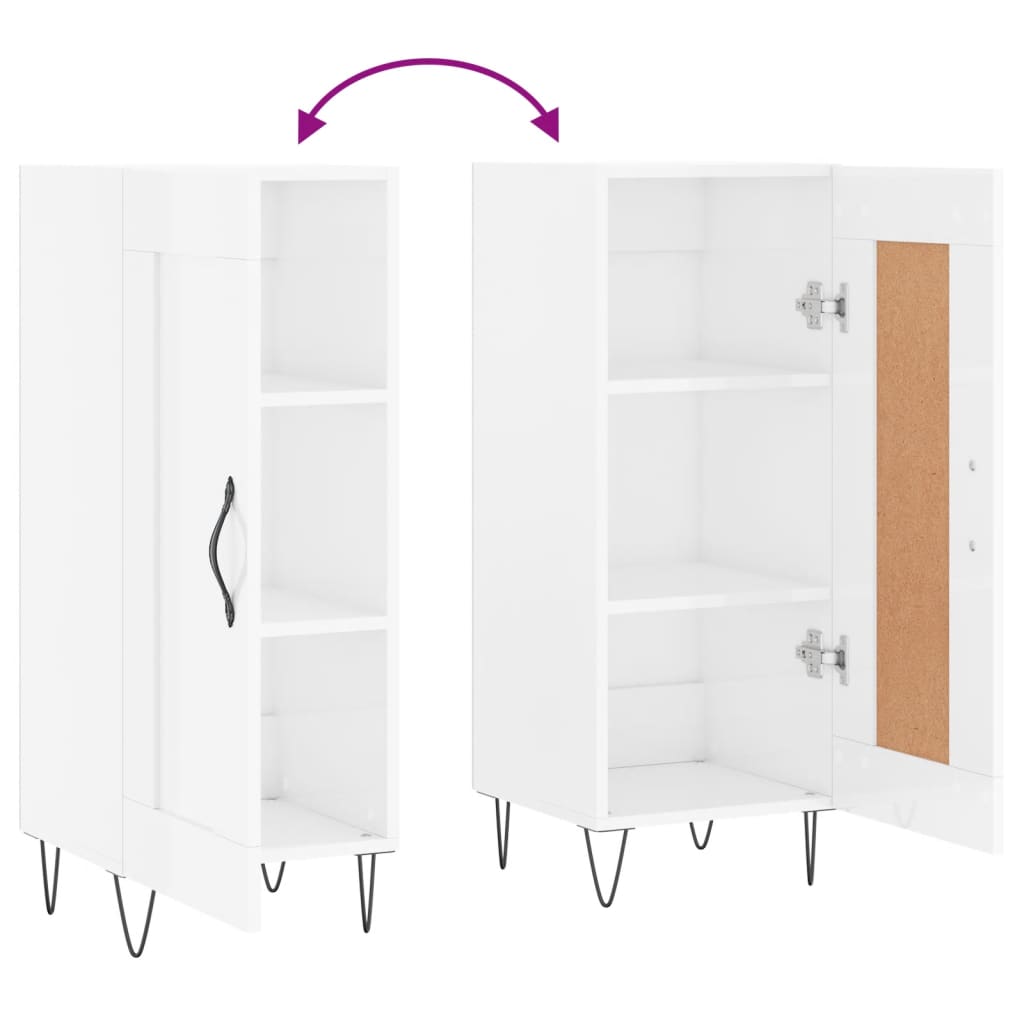 Buffet Blanc brillant 34,5x34x90 cm Bois d'ingénierie - XIOS