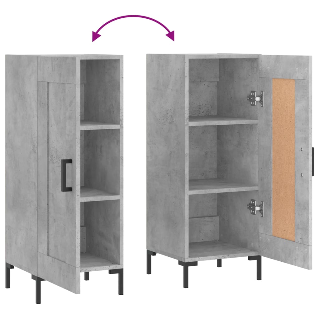 Buffet Gris béton 34,5x34x90 cm Bois d'ingénierie - XIOS