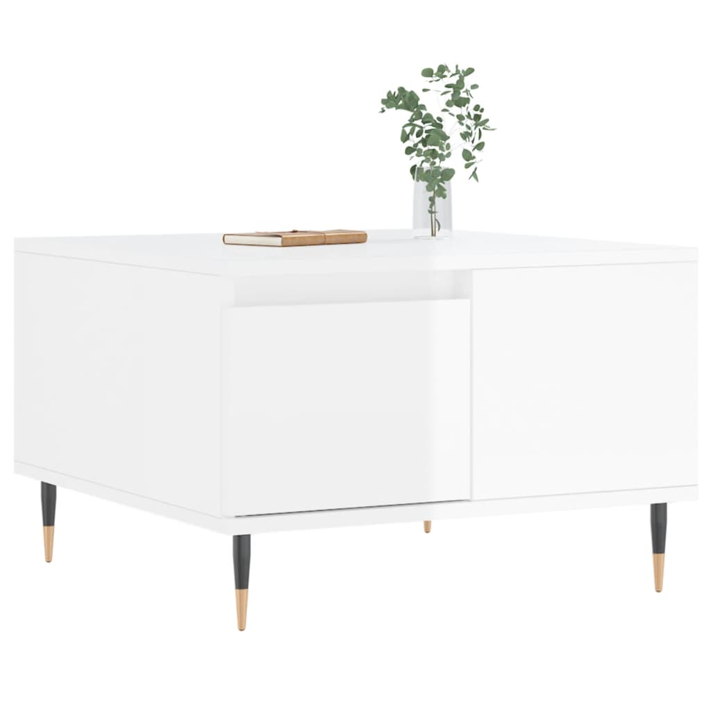 Table basse blanc brillant 55x55x36,5 cm bois d'ingénierie - XIOS