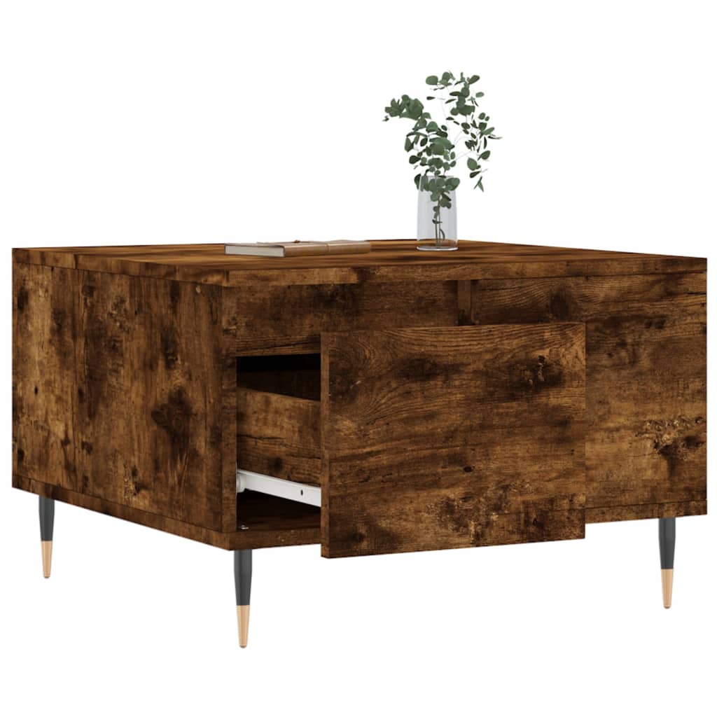 Table basse chêne fumé 55x55x36,5 cm bois d'ingénierie - XIOS