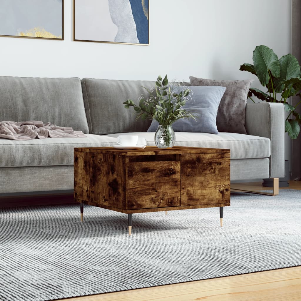 Table basse chêne fumé 55x55x36,5 cm bois d'ingénierie - XIOS
