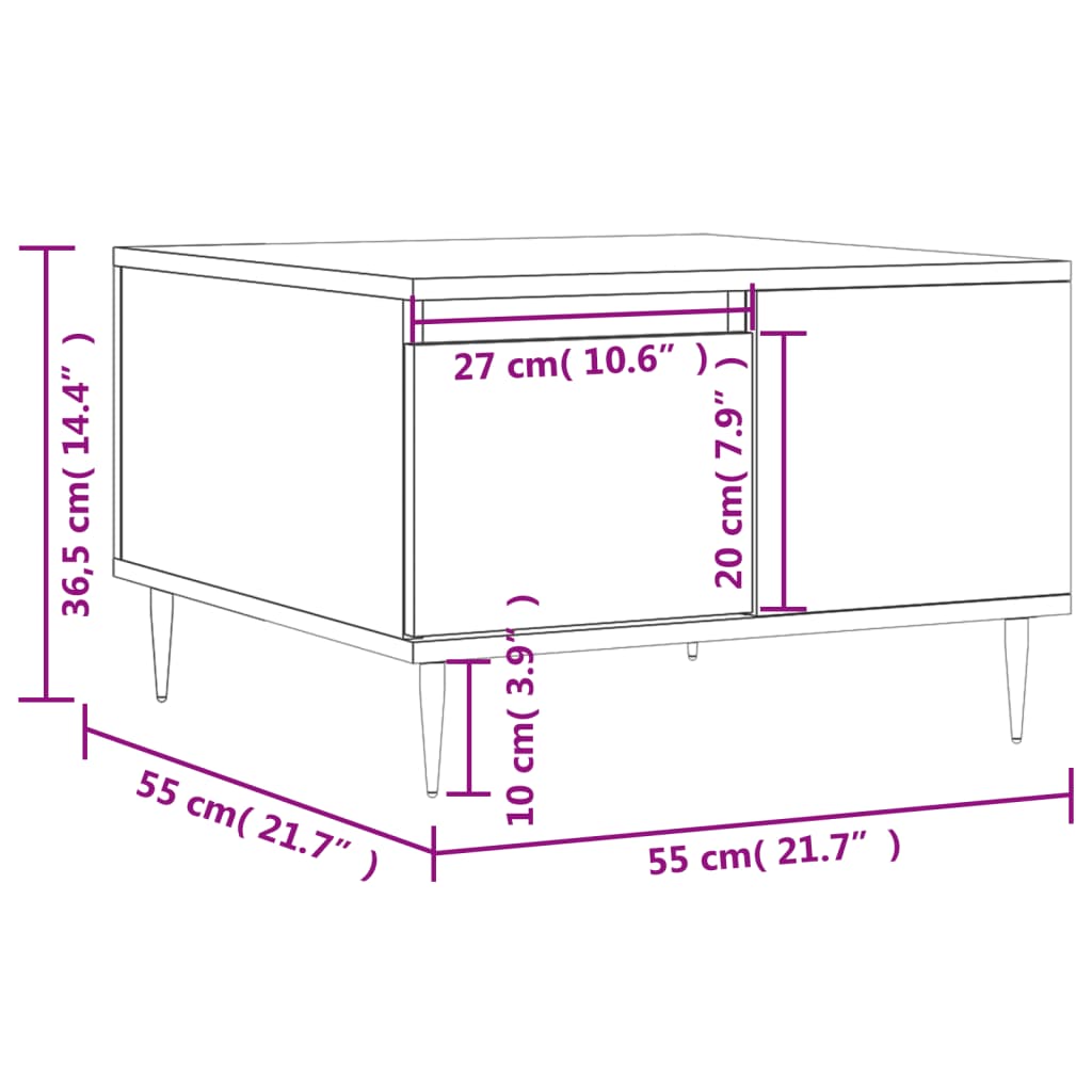 Table basse sonoma gris 55x55x36,5 cm bois d'ingénierie - XIOS