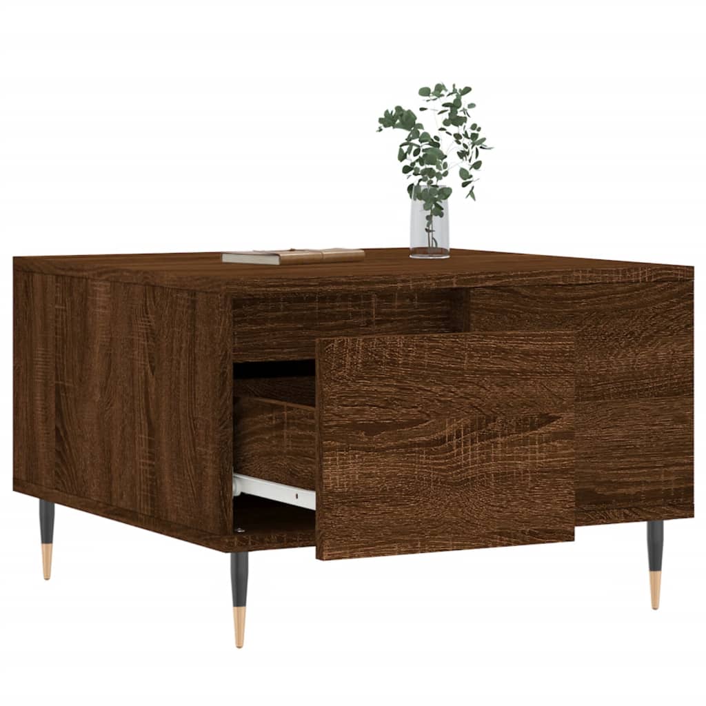 Table basse chêne marron 55x55x36,5 cm bois d'ingénierie - XIOS