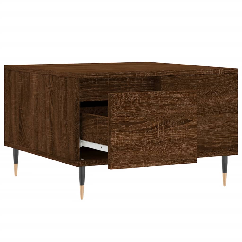 Table basse chêne marron 55x55x36,5 cm bois d'ingénierie - XIOS