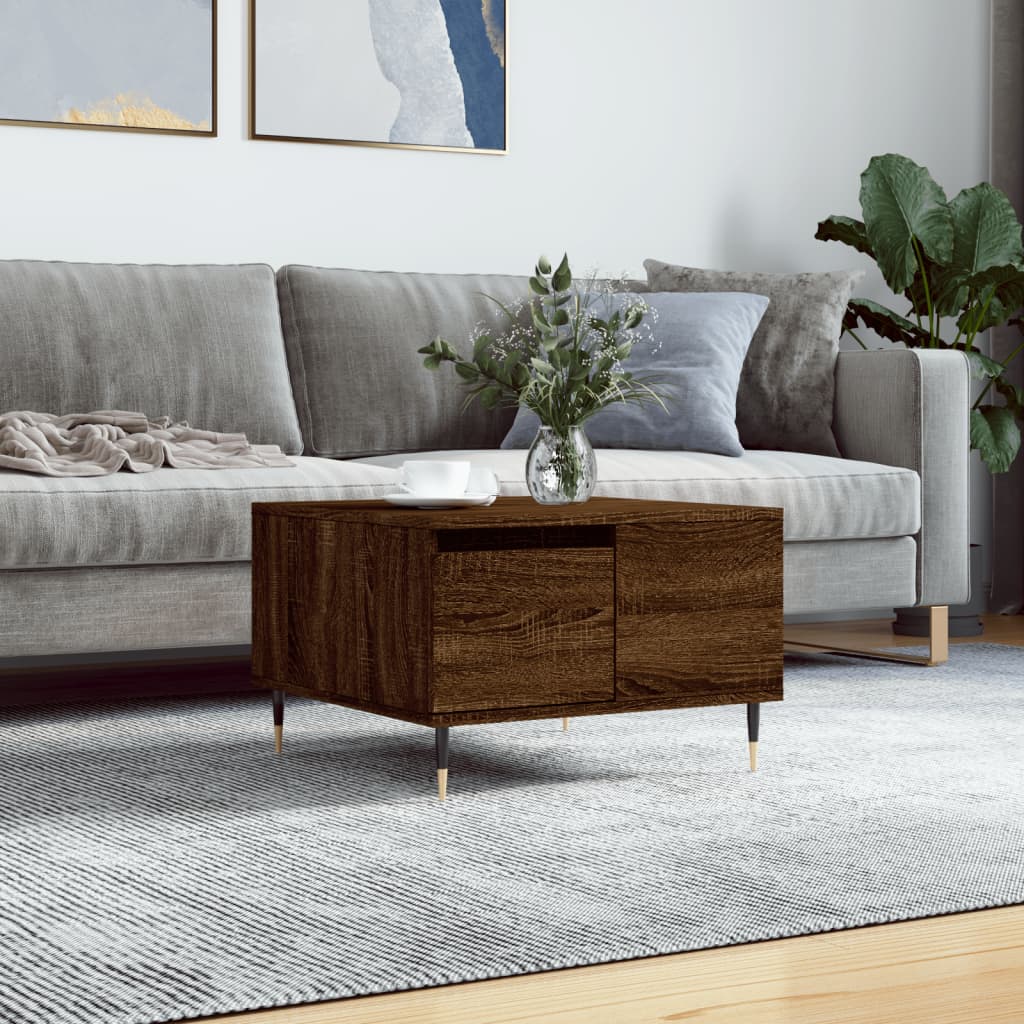 Table basse chêne marron 55x55x36,5 cm bois d'ingénierie - XIOS