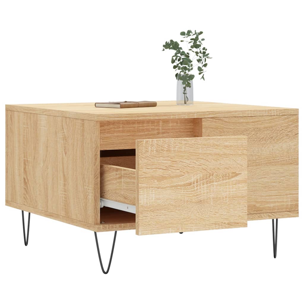 Table basse chêne sonoma 55x55x36,5 cm bois d'ingénierie - XIOS