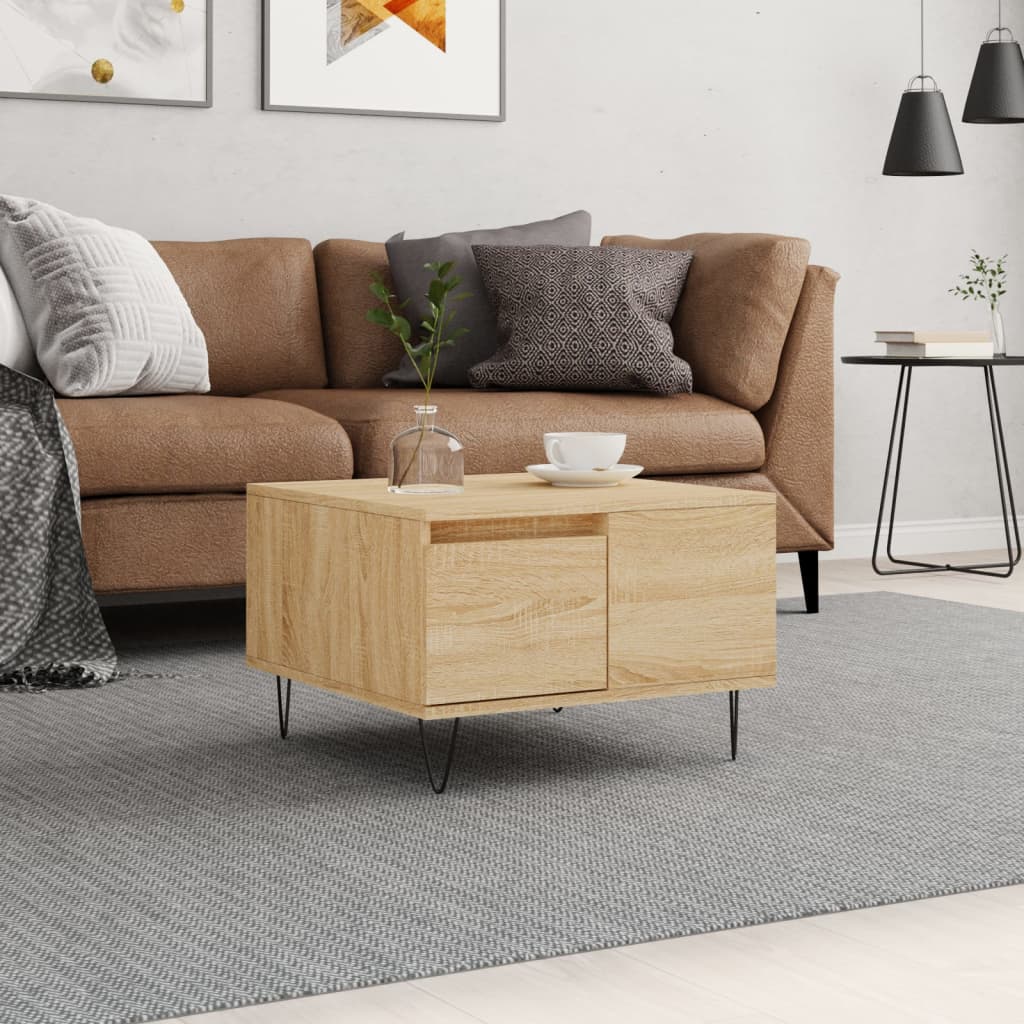 Table basse chêne sonoma 55x55x36,5 cm bois d'ingénierie - XIOS