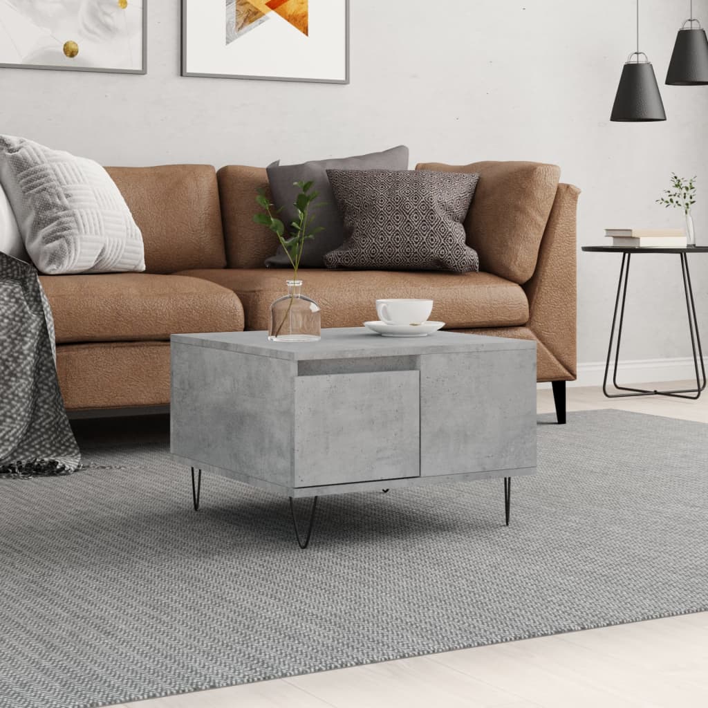 Table basse gris béton 55x55x36,5 cm bois d'ingénierie - XIOS