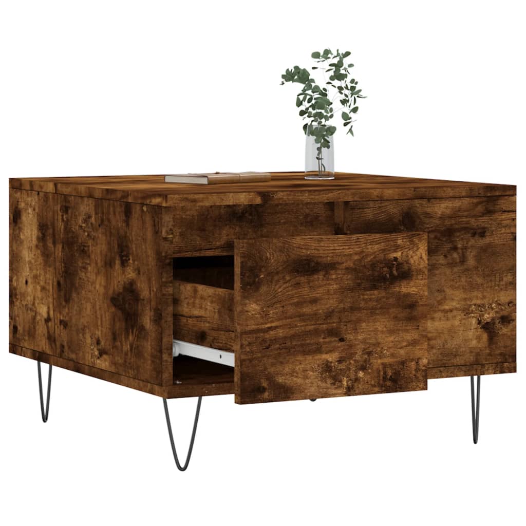 Table basse chêne fumé 55x55x36,5 cm bois d'ingénierie - XIOS