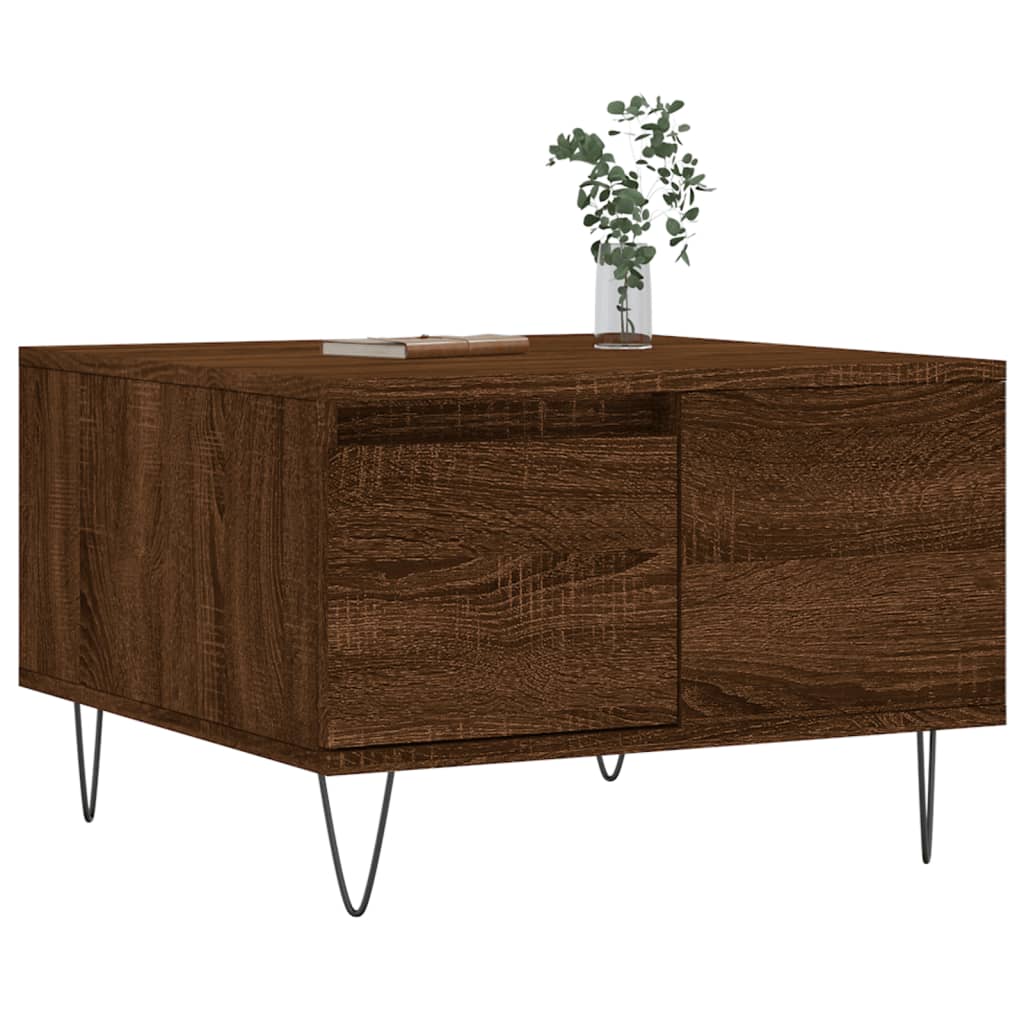 Table basse chêne marron 55x55x36,5 cm bois d'ingénierie - XIOS