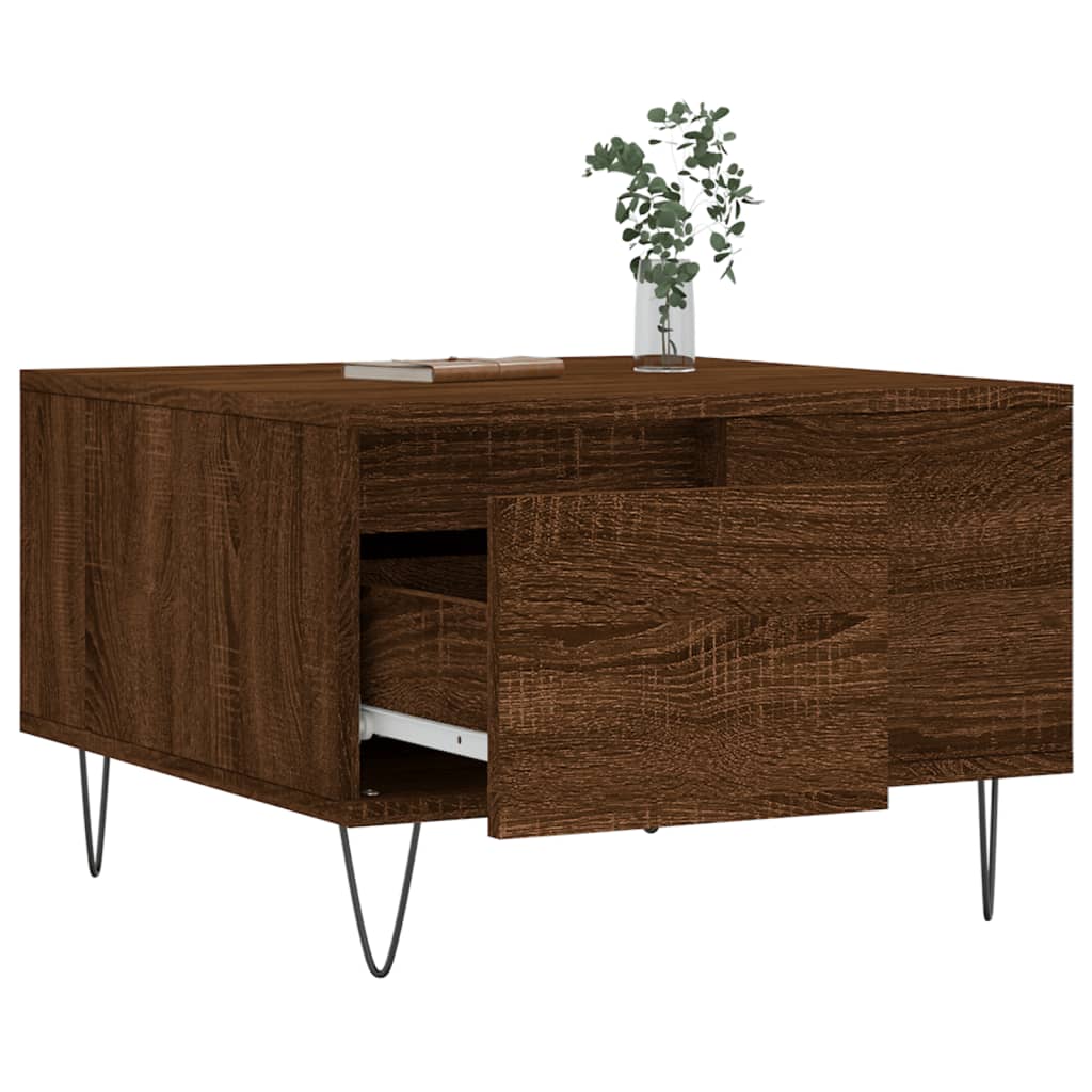 Table basse chêne marron 55x55x36,5 cm bois d'ingénierie - XIOS