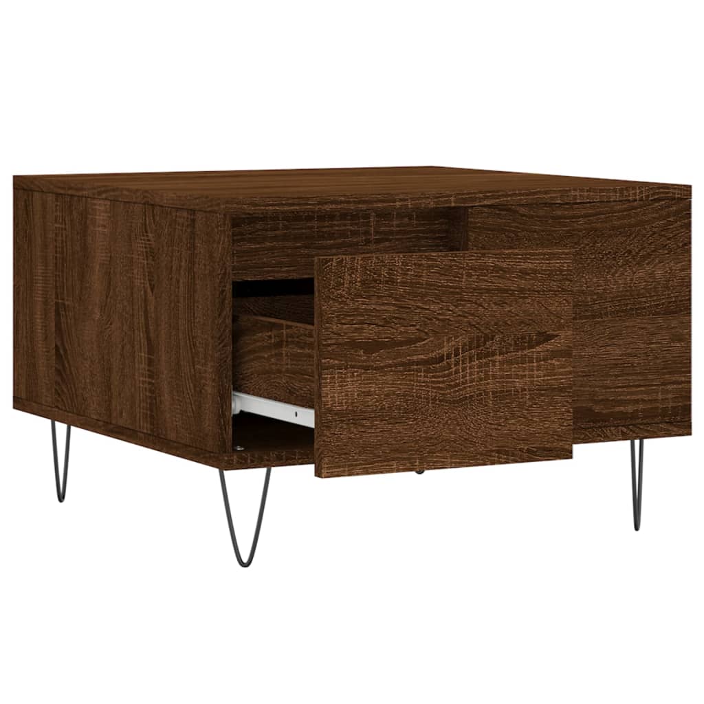 Table basse chêne marron 55x55x36,5 cm bois d'ingénierie - XIOS