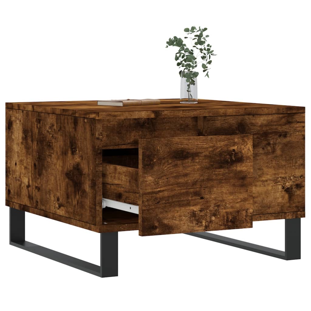 Table basse chêne fumé 55x55x36,5 cm bois d'ingénierie - XIOS