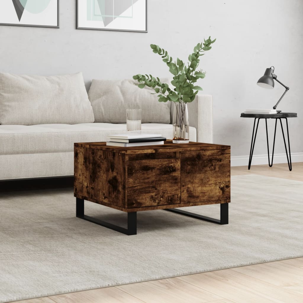 Table basse chêne fumé 55x55x36,5 cm bois d'ingénierie - XIOS