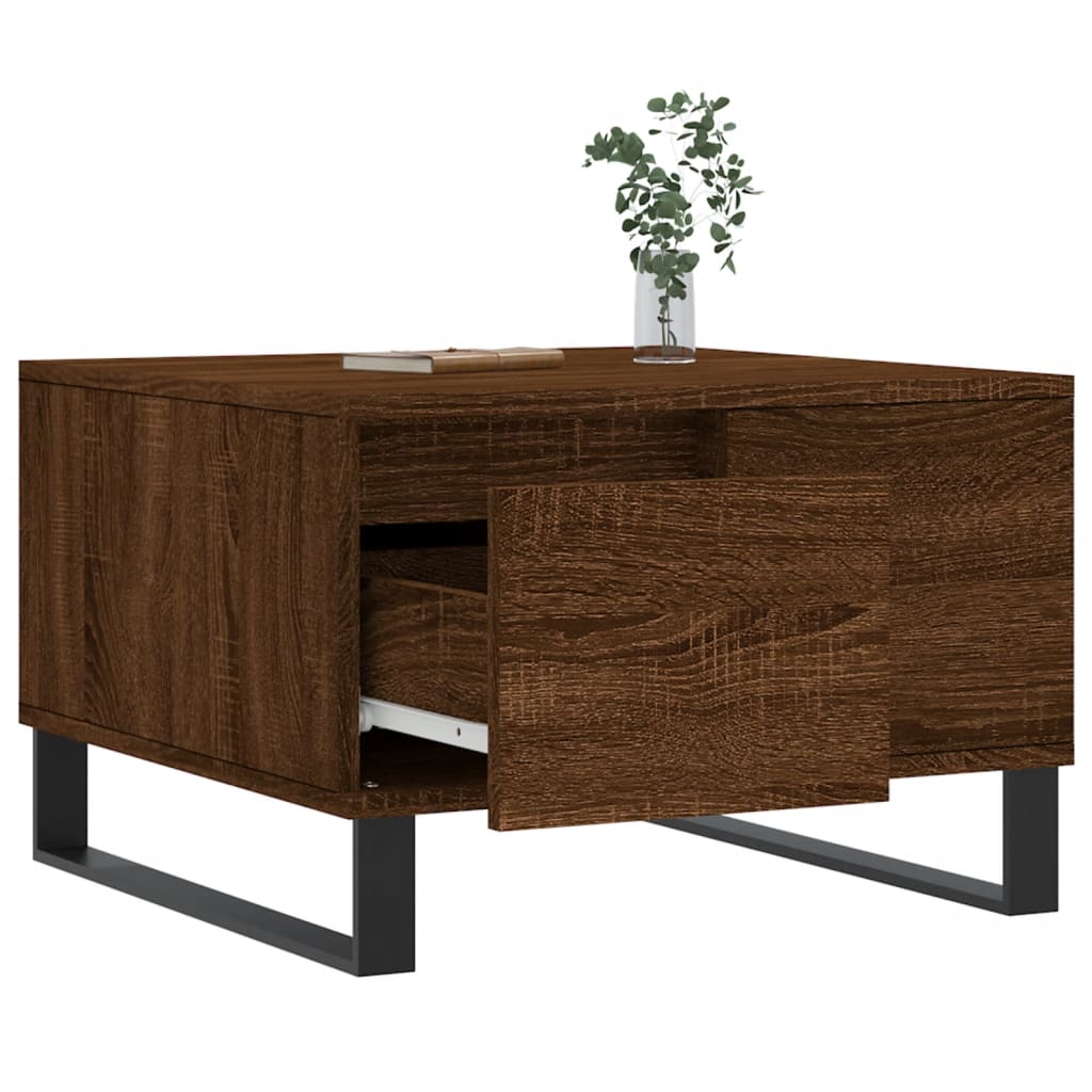Table basse chêne marron 55x55x36,5 cm bois d'ingénierie - XIOS