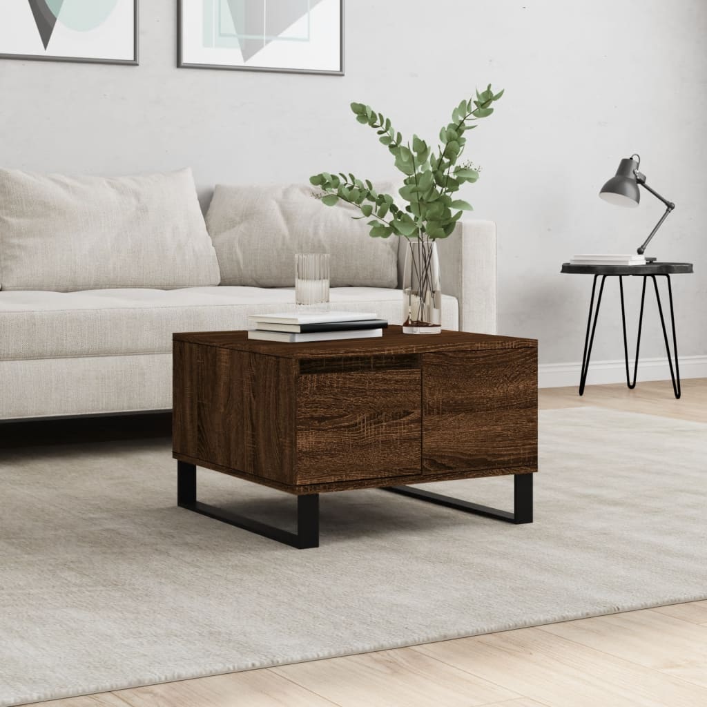 Table basse chêne marron 55x55x36,5 cm bois d'ingénierie - XIOS