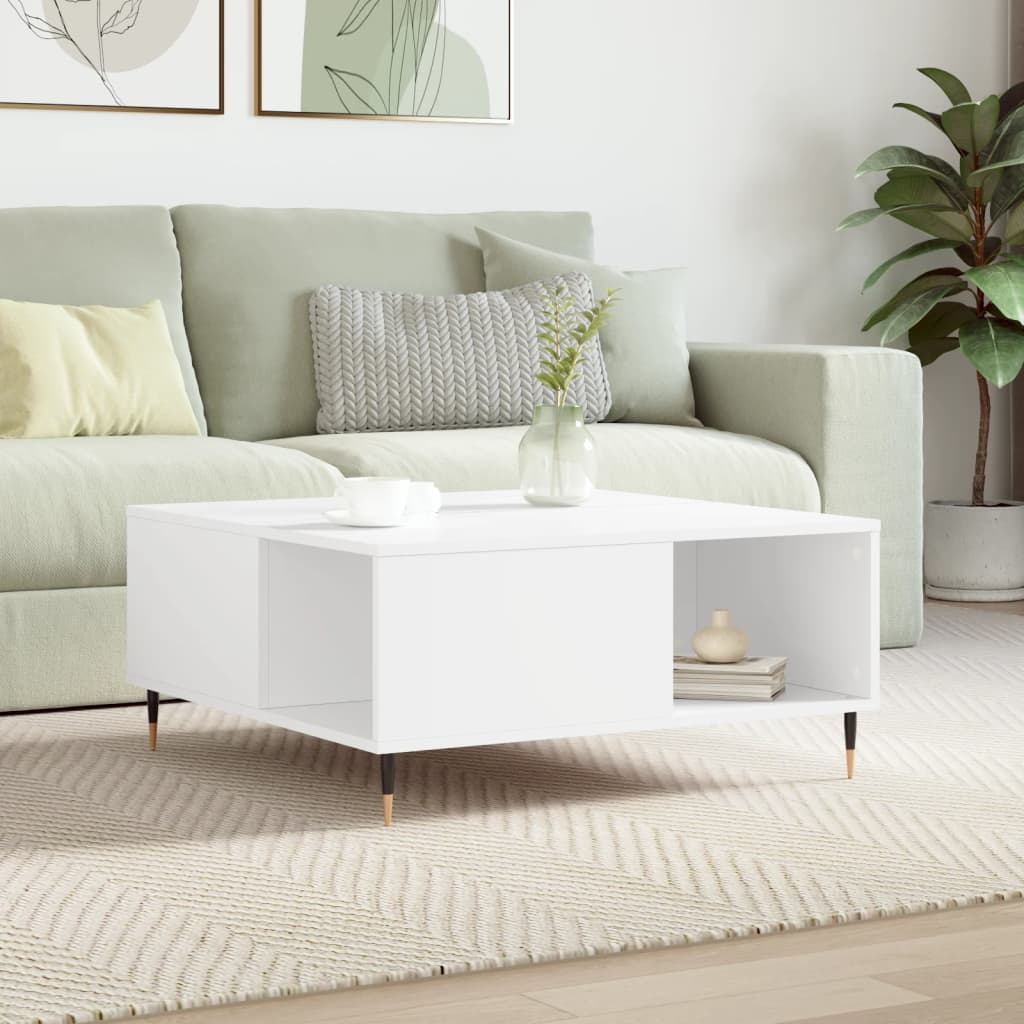 Table basse blanc 80x80x36,5 cm bois d'ingénierie - XIOS