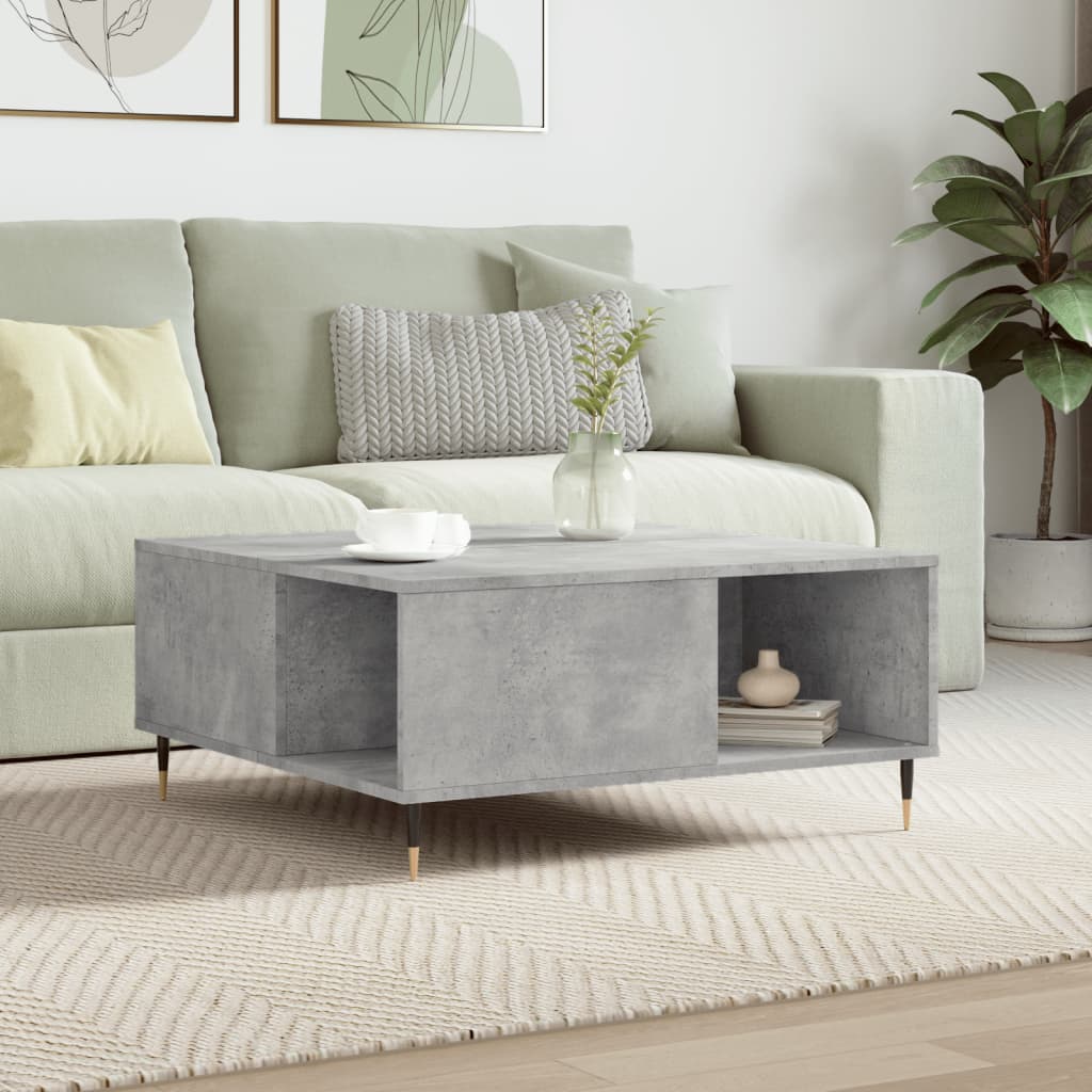 Table basse gris béton 80x80x36,5 cm bois d'ingénierie - XIOS