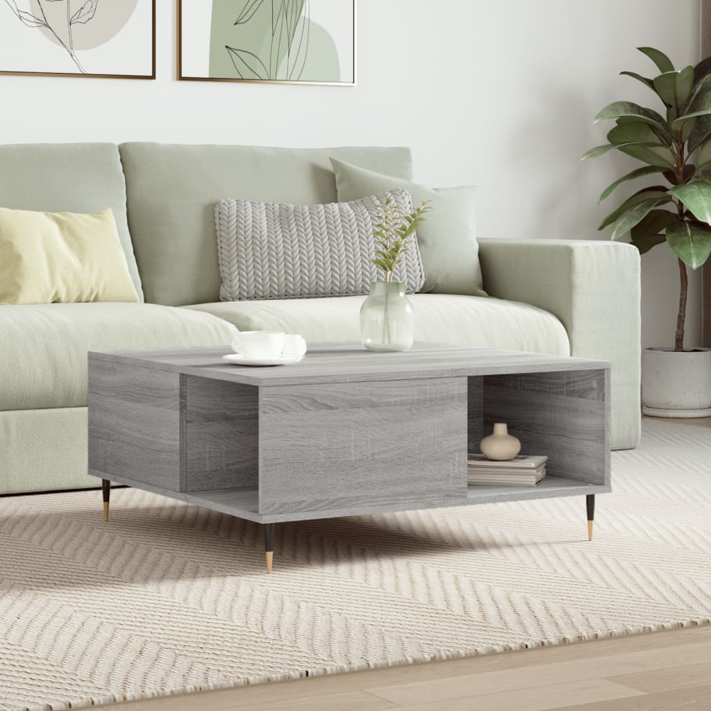 Table basse sonoma gris 80x80x36,5 cm bois d'ingénierie - XIOS