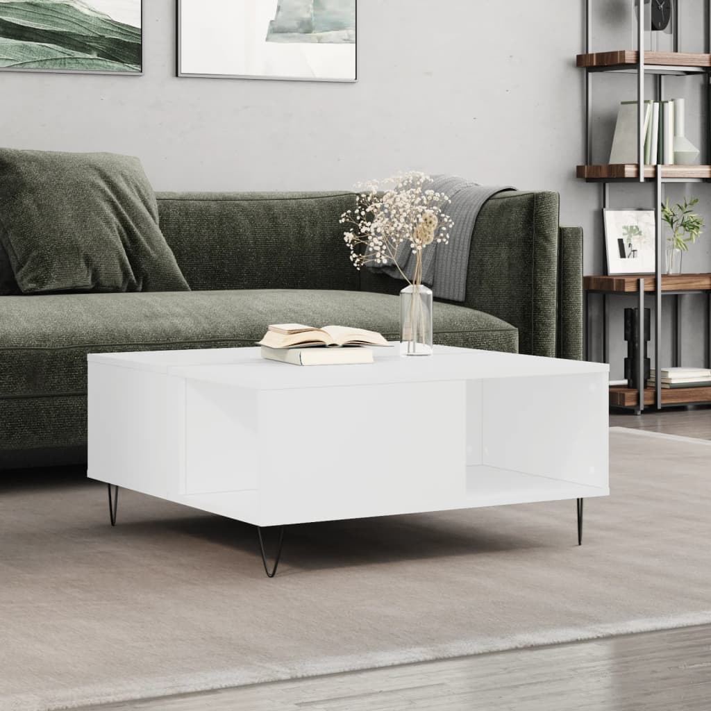 Table basse blanc 80x80x36,5 cm bois d'ingénierie - XIOS