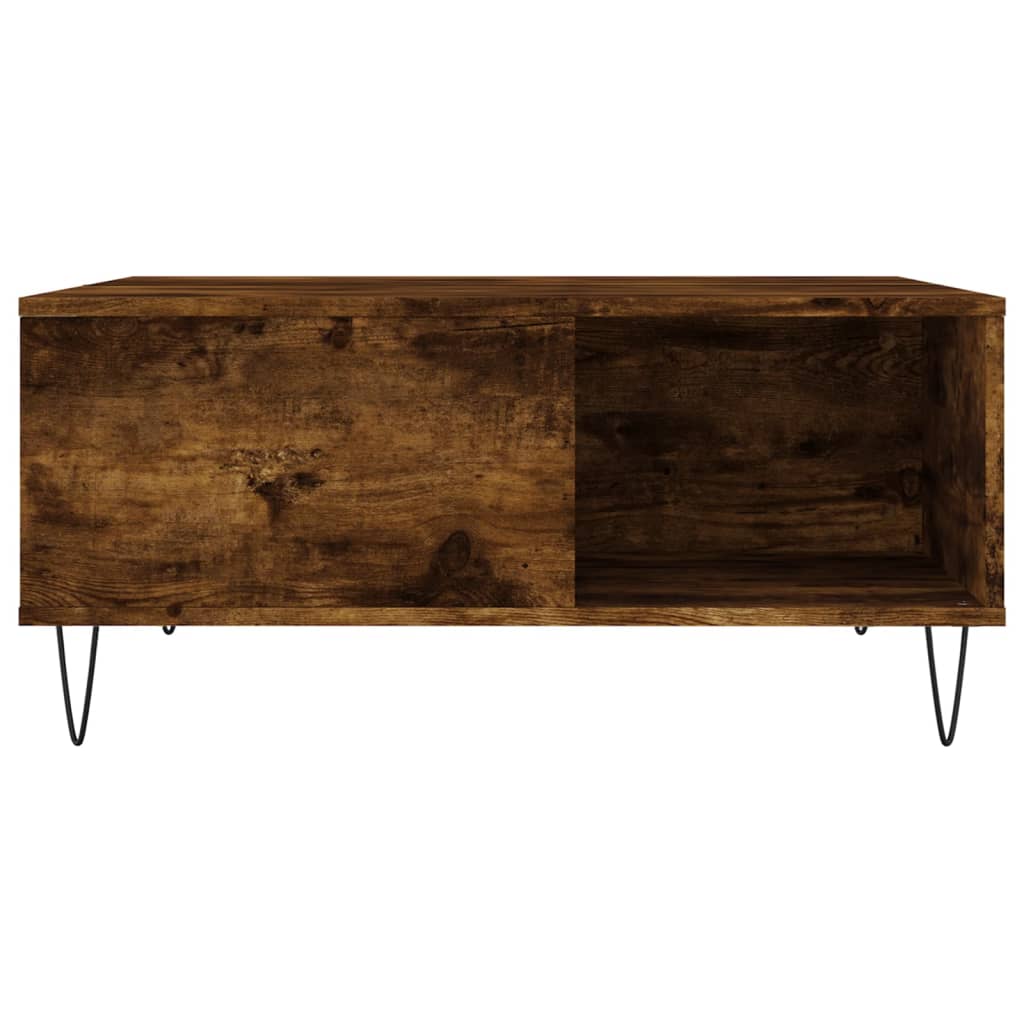 Table basse chêne fumé 80x80x36,5 cm bois d'ingénierie - XIOS