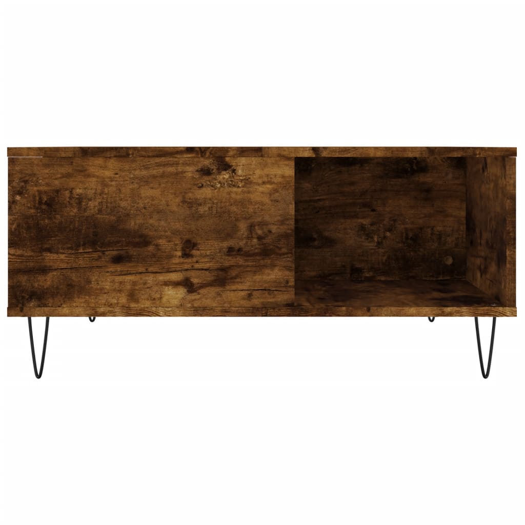 Table basse chêne fumé 80x80x36,5 cm bois d'ingénierie - XIOS