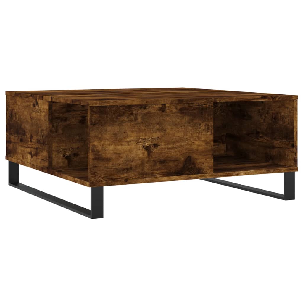Table basse chêne fumé 80x80x36,5 cm bois d'ingénierie - XIOS