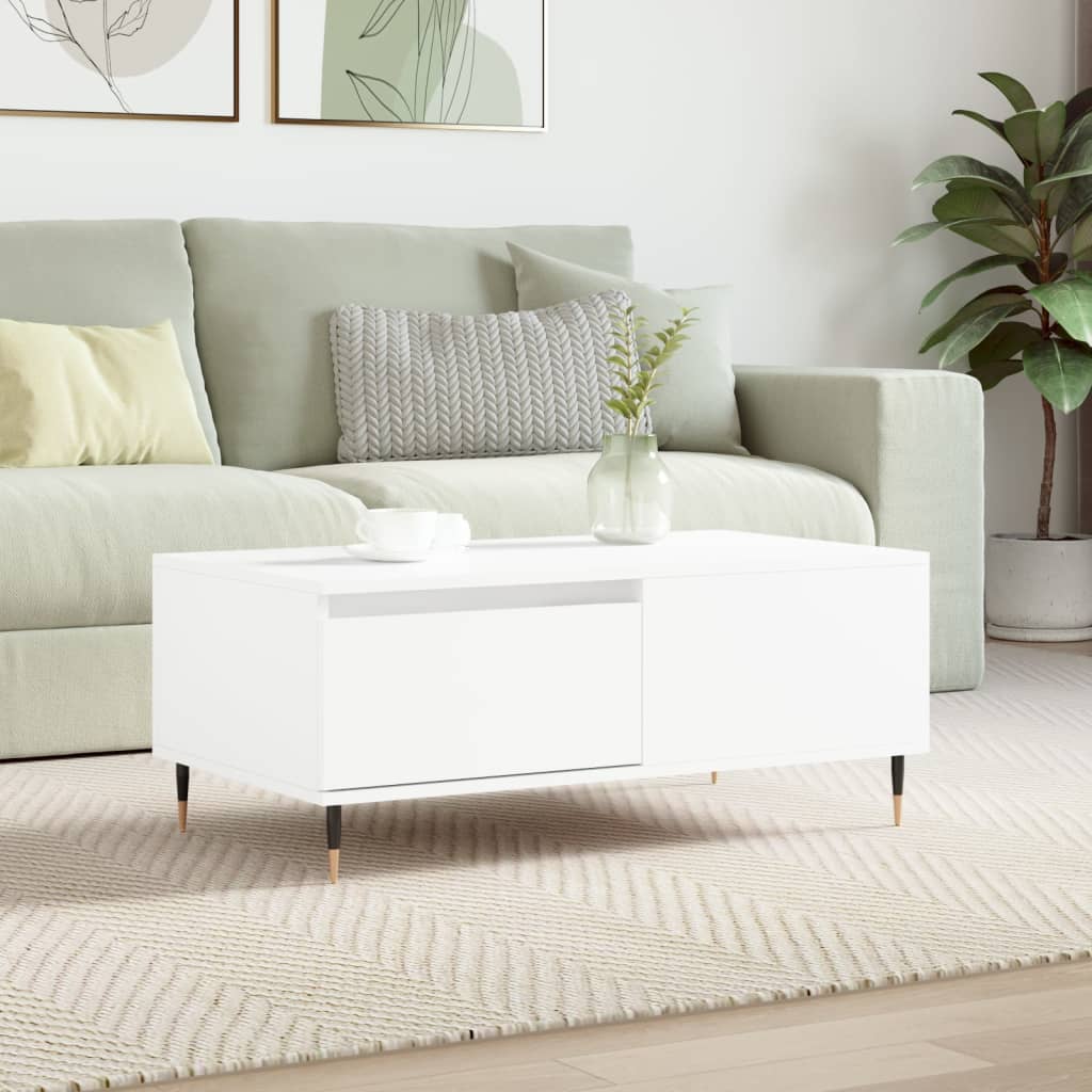 Table basse Blanc 90x50x36,5 cm Bois d'ingénierie - XIOS