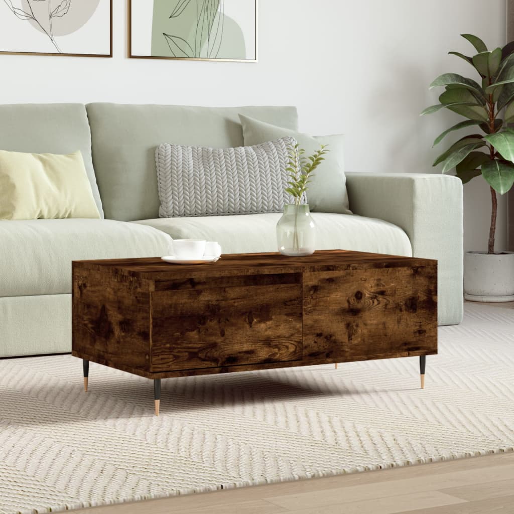 Table basse Chêne fumé 90x50x36,5 cm Bois d'ingénierie - XIOS