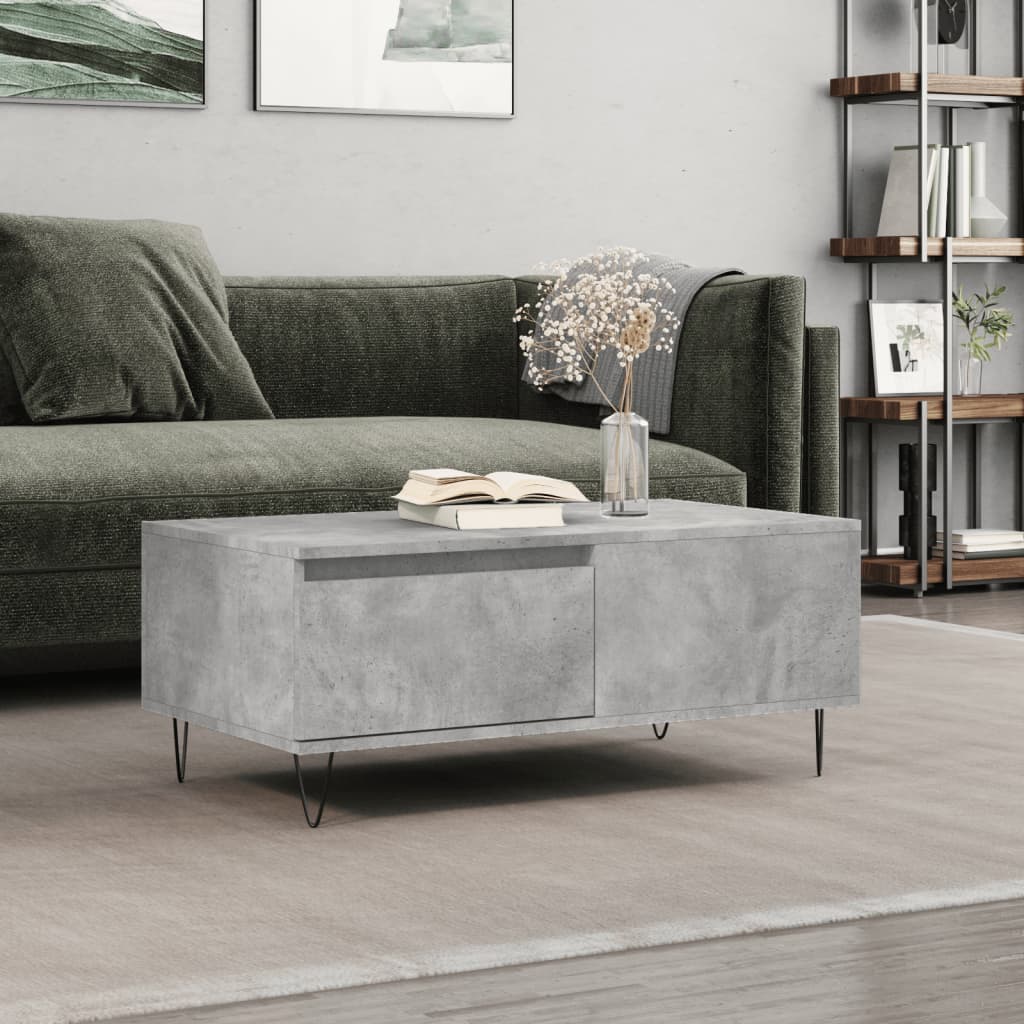 Table basse Gris béton 90x50x36,5 cm Bois d'ingénierie - XIOS