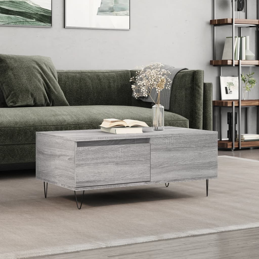Table basse Sonoma gris 90x50x36,5 cm Bois d'ingénierie - XIOS